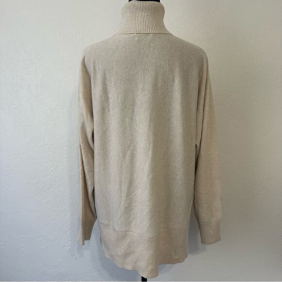 Rosetta Getty Mélange Cashmere Turtleneck size XS Sweater in Ecru Oversized - Picture 9 of 10